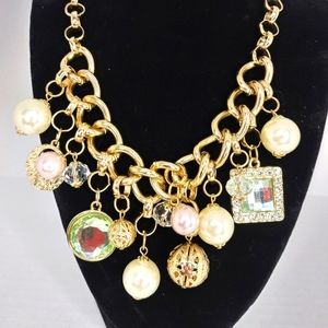 Gold beaded collar necklace